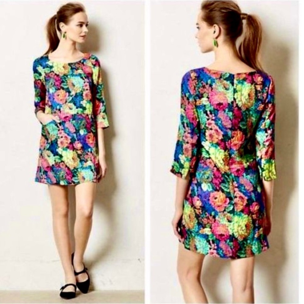 Anthropologie Tropicalist Floral Shift Dress Mini